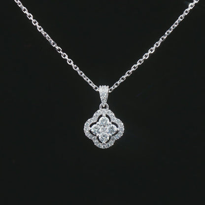 Луксозно колие детелина с естествени диаманти 0.55 ct от бяло злато 14К – SGL сертификат – модел PD6399