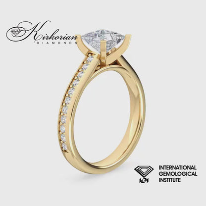 Годежен пръстен Princess 1.33 ct E VS1 лабораторно отгледан диамант | Жълто злато 14К | IGI | SJR55517PRG