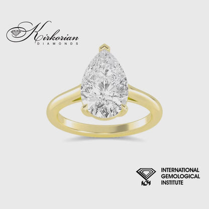 Годежен пръстен Pear 1.50 ct IGI F-VS1 от жълто злато 14К – Lab Grown SJR60489PEG