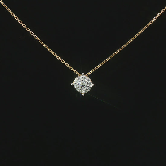 Златно колие с естествени диаманти 0.18 ct от жълто злато 14К модел 10410001G Kirkorian Diamonds – луксозна диамантена висулка с флорален дизайн