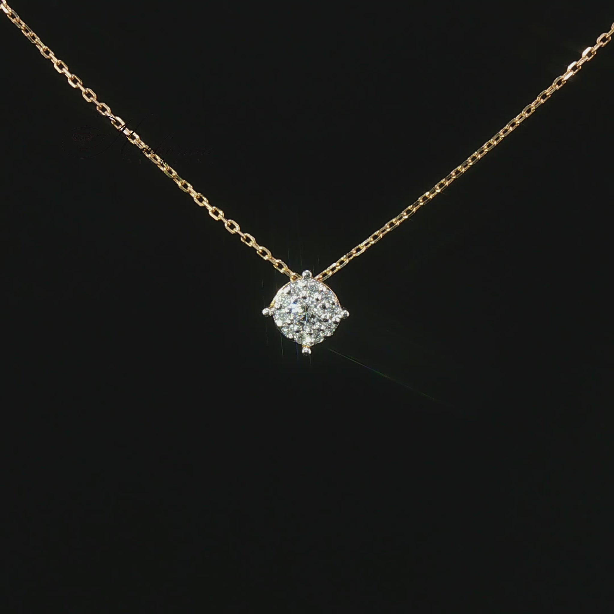 Златно колие с естествени диаманти 0.18 ct от жълто злато 14К модел 10410001G Kirkorian Diamonds – луксозна диамантена висулка с флорален дизайн
