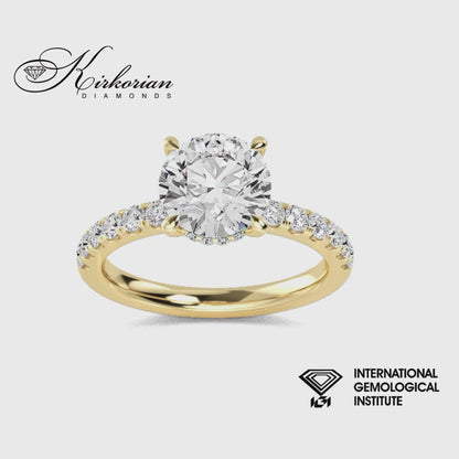 Годежен пръстен с лабораторно създаден диамант 1.00 ct E VS1 IGI – жълто злато 14К, общо 1.46 ct – модел SJR57099G
