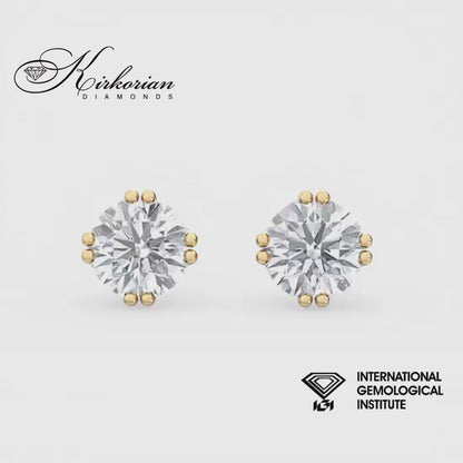 Обеци с диаманти 1.01 ct IGI E/F VVS-VS от жълто злато 14К – Lab Grown SJE31894G