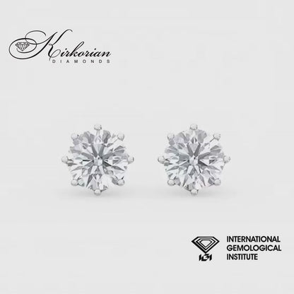 Обеци от бяло злато 14К с лабораторно създадени диаманти 2.09 ct D VS1 IGI – инвестиционен клас SJE31896