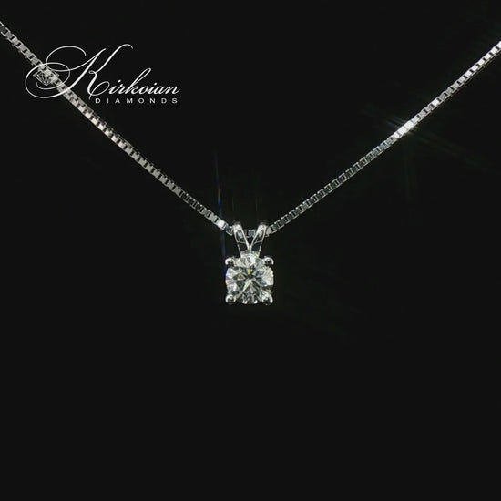 Видео на класическо колие от бяло злато 14k с диамант 0.30ct | GIA сертификат | Код: K634
