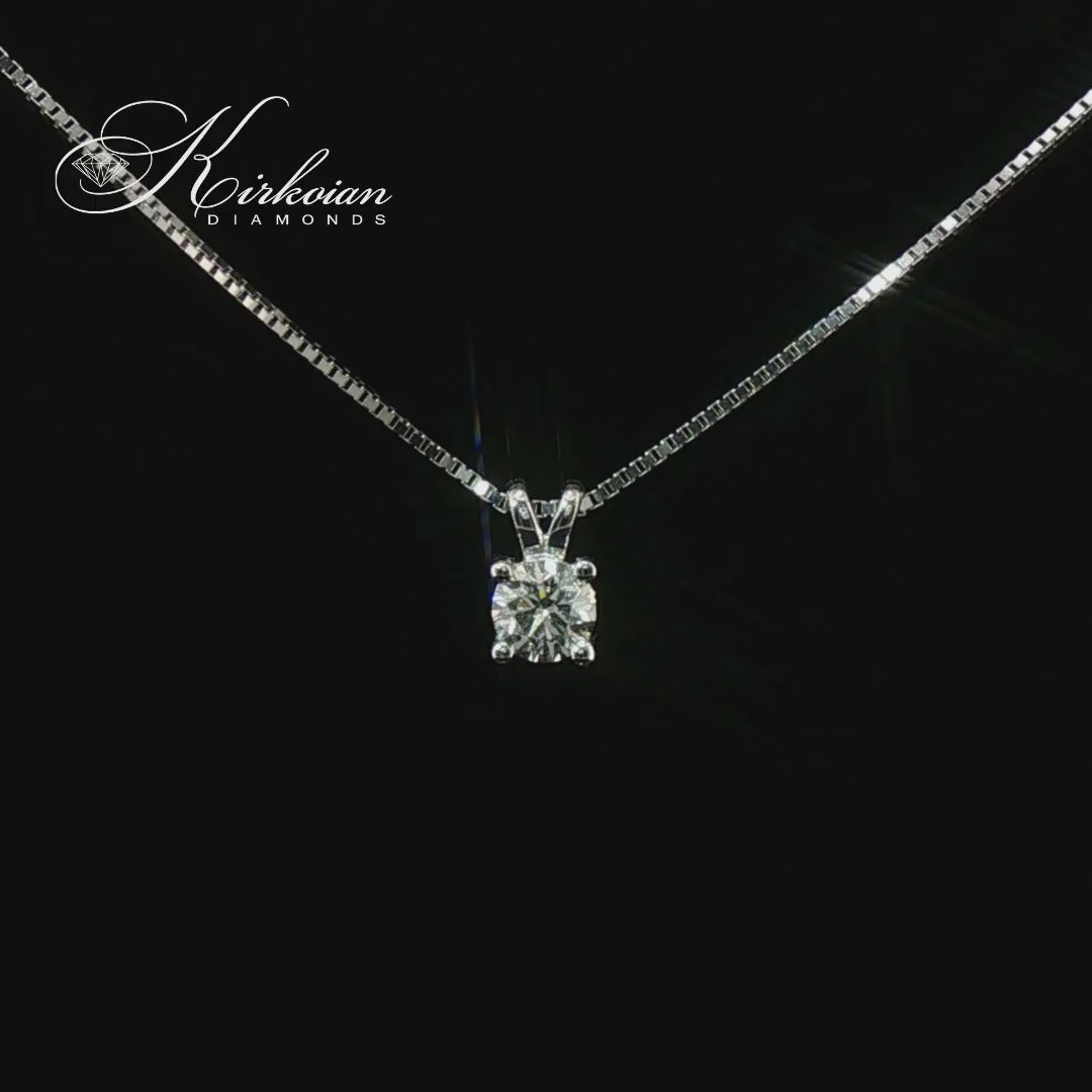 Видео на класическо колие от бяло злато 14k с диамант 0.30ct | GIA сертификат | Код: K634