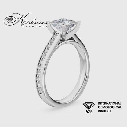 Годежен пръстен Princess 1.33 ct E VS1 лабораторно отгледан диамант | Бяло злато 14К | IGI | SJR55517PR