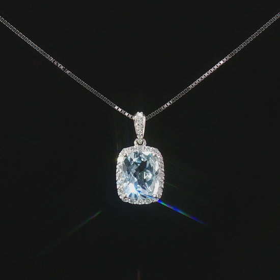 Видео на колие от бяло злато 18K с естествен топаз 2.00 ct и диаманти 0.23 ct – модел RN165 от Kirkorian Diamonds