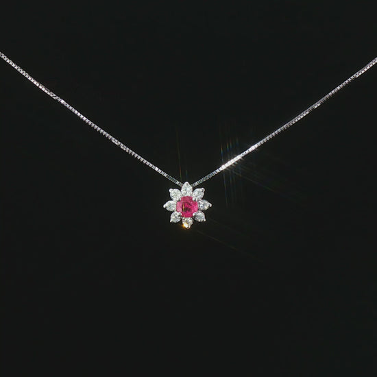Видео на колие от 18К бяло злато с рубин 0.18 ct и диаманти – модел S262364RB