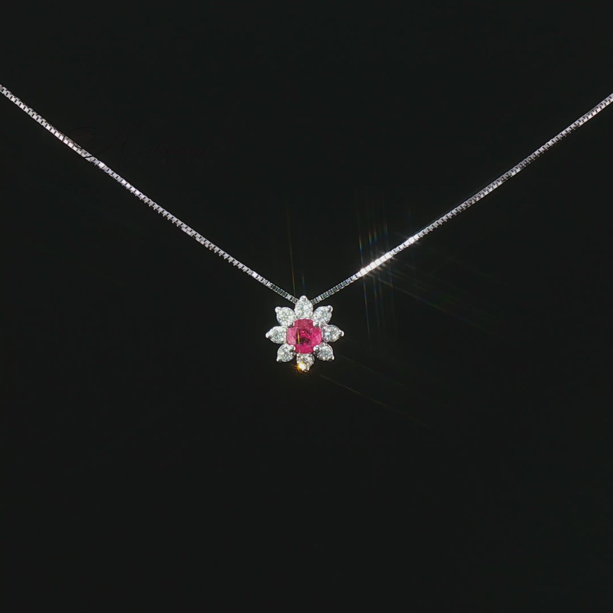 Видео на колие от 18К бяло злато с рубин 0.18 ct и диаманти – модел S262364RB