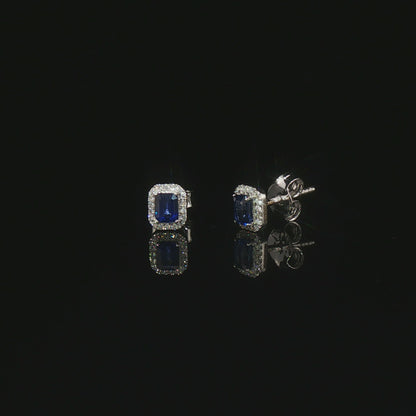Видео на златни обеци с естествени сапфири с общо тегло 0.57 ct и диаманти с общо тегло 0.09 ct – модел ER5462AAS.
