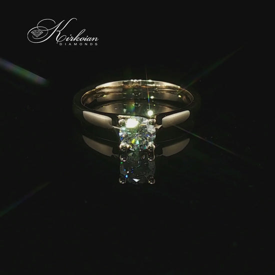 Класически годежен пръстен K630B от 14К жълто злато с диамант 0,50 ct, цвят G, чистота VVS2 и сертификат IGI.