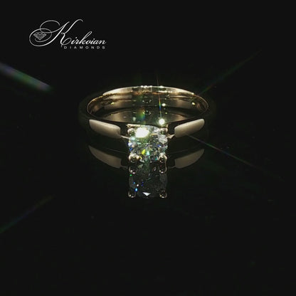 Класически годежен пръстен K630B от 14К жълто злато с диамант 0,50 ct, цвят G, чистота VVS2 и сертификат IGI.