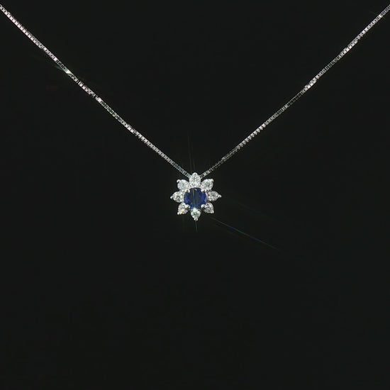 Видео на колие от 18К бяло злато със сапфир 0.18 ct и диаманти – модел S262364ZB