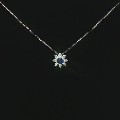 Видео на колие от 18К бяло злато със сапфир 0.18 ct и диаманти – модел S262364ZB