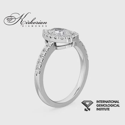 Годежен пръстен Pear 1.45 ct лабораторно отгледан диамант E VS1 | Бяло злато 14К | IGI | SJR56051