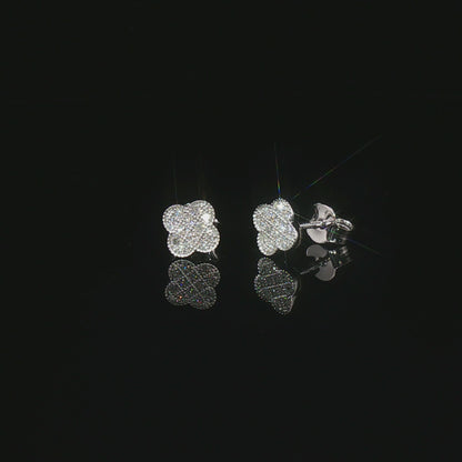 Видео на обеци цвете от бяло злато 14К с естествени диаманти 0,20 ct – PDER8903AF