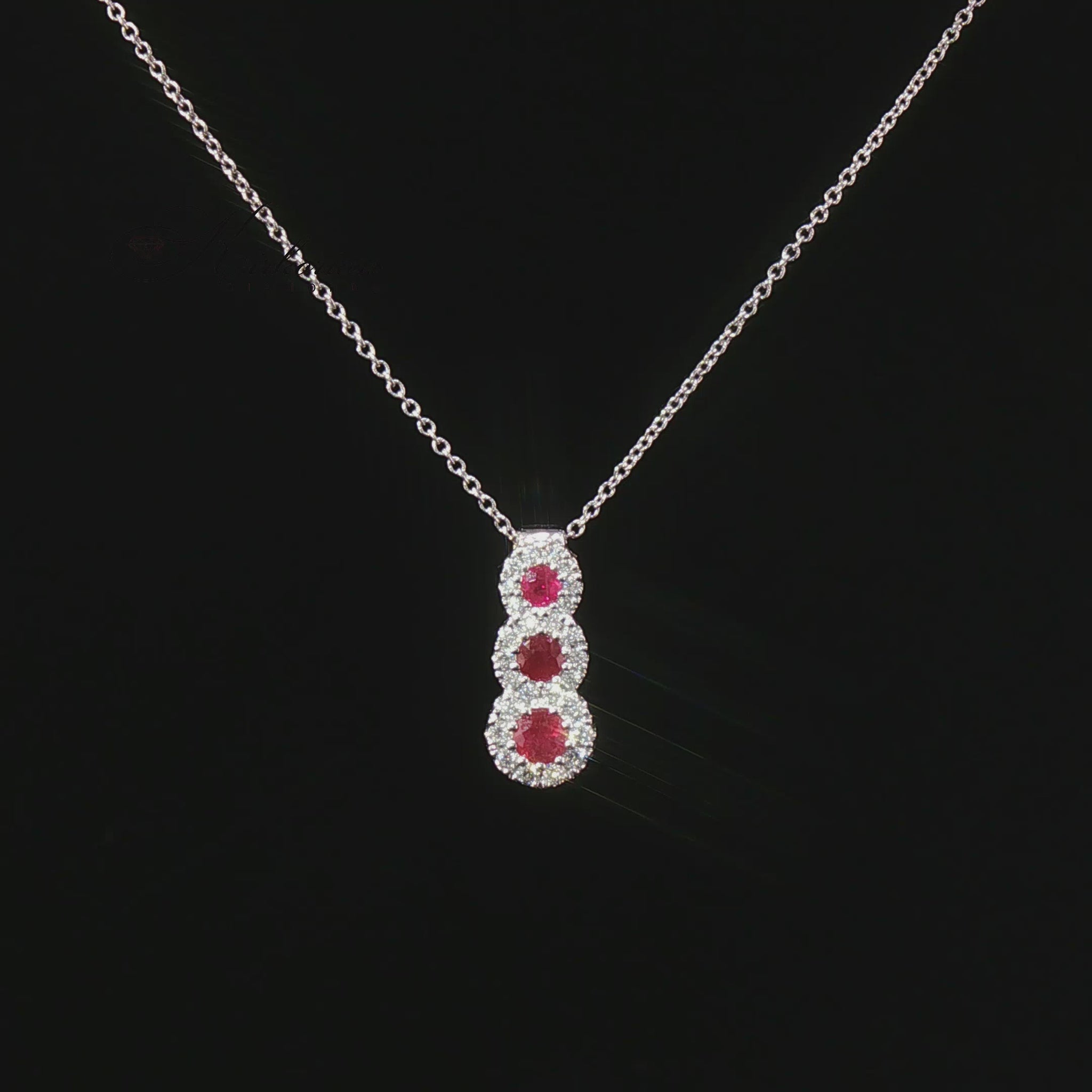 Видео на колие от 18К бяло злато с рубини 0.27 ct и диаманти 0.13 ct – модел S234402