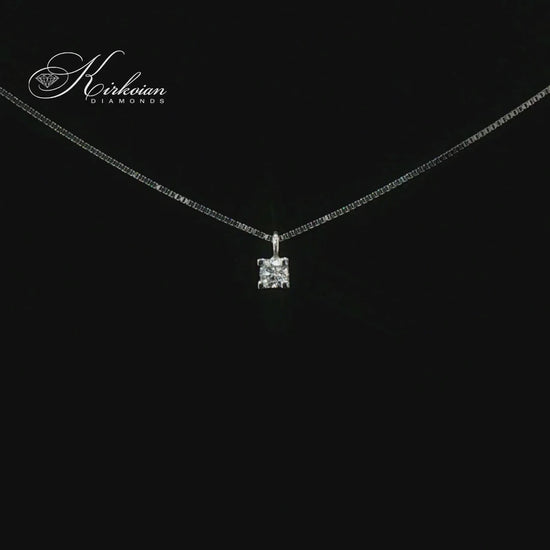 Видео на класическо колие от бяло злато 18К с един диамант 0.05 ct – модел S204752 на Kirkorian Diamonds.
