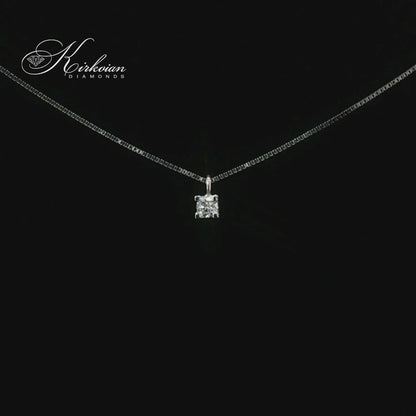 Видео на класическо колие от бяло злато 18К с един диамант 0.05 ct – модел S204752 на Kirkorian Diamonds.