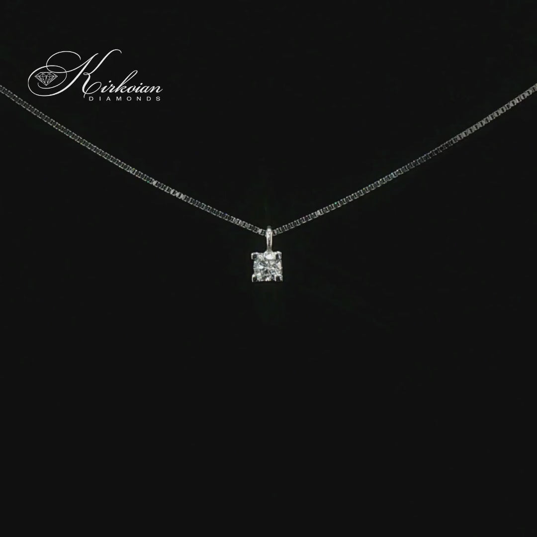 Видео на класическо колие от бяло злато 18К с един диамант 0.05 ct – модел S204752 на Kirkorian Diamonds.