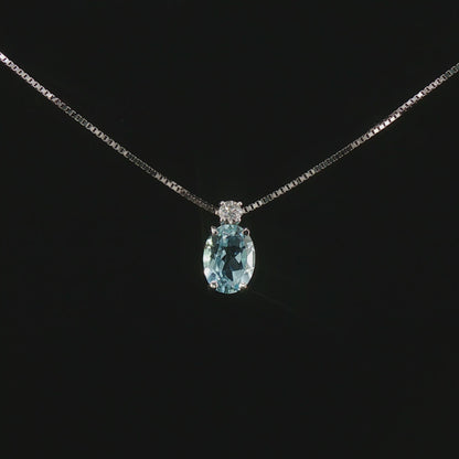 Видео на колие от бяло злато 14K със Скай Блу Топаз 1.40 ct и естествен диамант 0.07 ct – модел 331TB от Kirkorian Diamonds