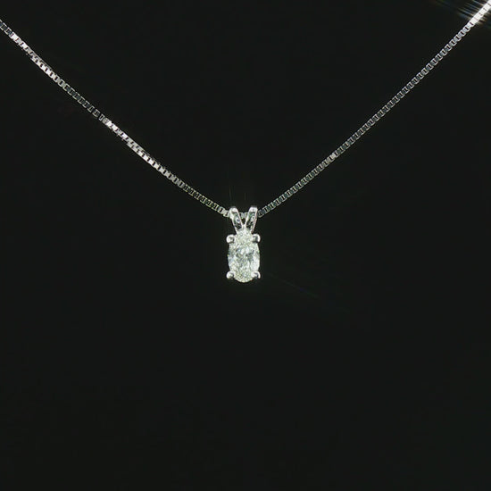Колие с естествен овален диамант 0.30 ct GIA от бяло злато 14K | Kirkorian Diamonds