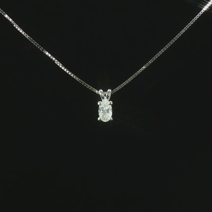 Колие с естествен овален диамант 0.30 ct GIA от бяло злато 14K | Kirkorian Diamonds