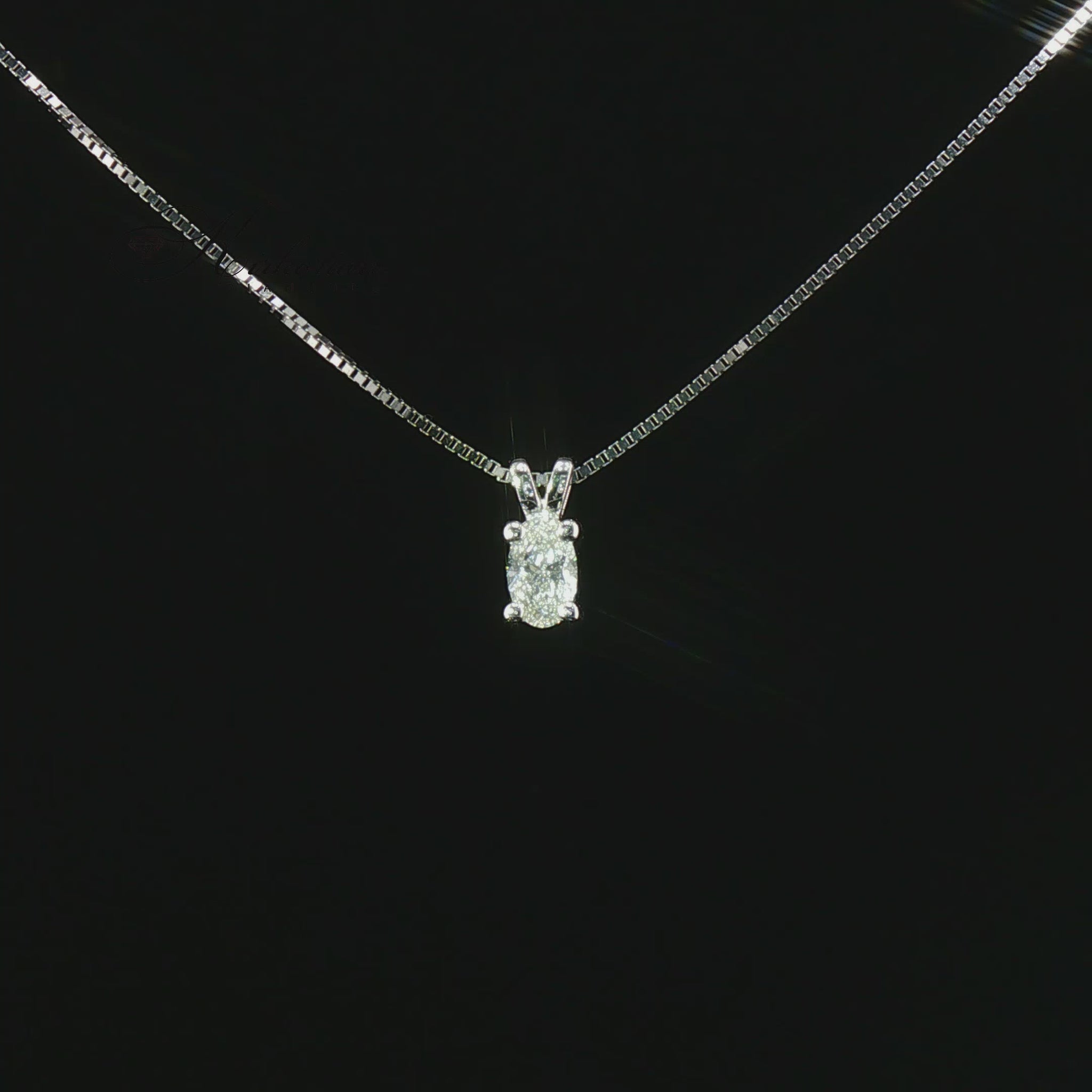Колие с естествен овален диамант 0.30 ct GIA от бяло злато 14K | Kirkorian Diamonds