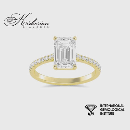 Годежен пръстен Emerald 1.57 ct IGI F VVS2 – Жълто злато 14К, 1.71 ct общо SJR60501EMG