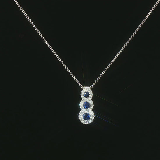 Видео на колие от 18К бяло злато със сапфири 0.25 ct и диаманти 0.13 ct – модел S234405