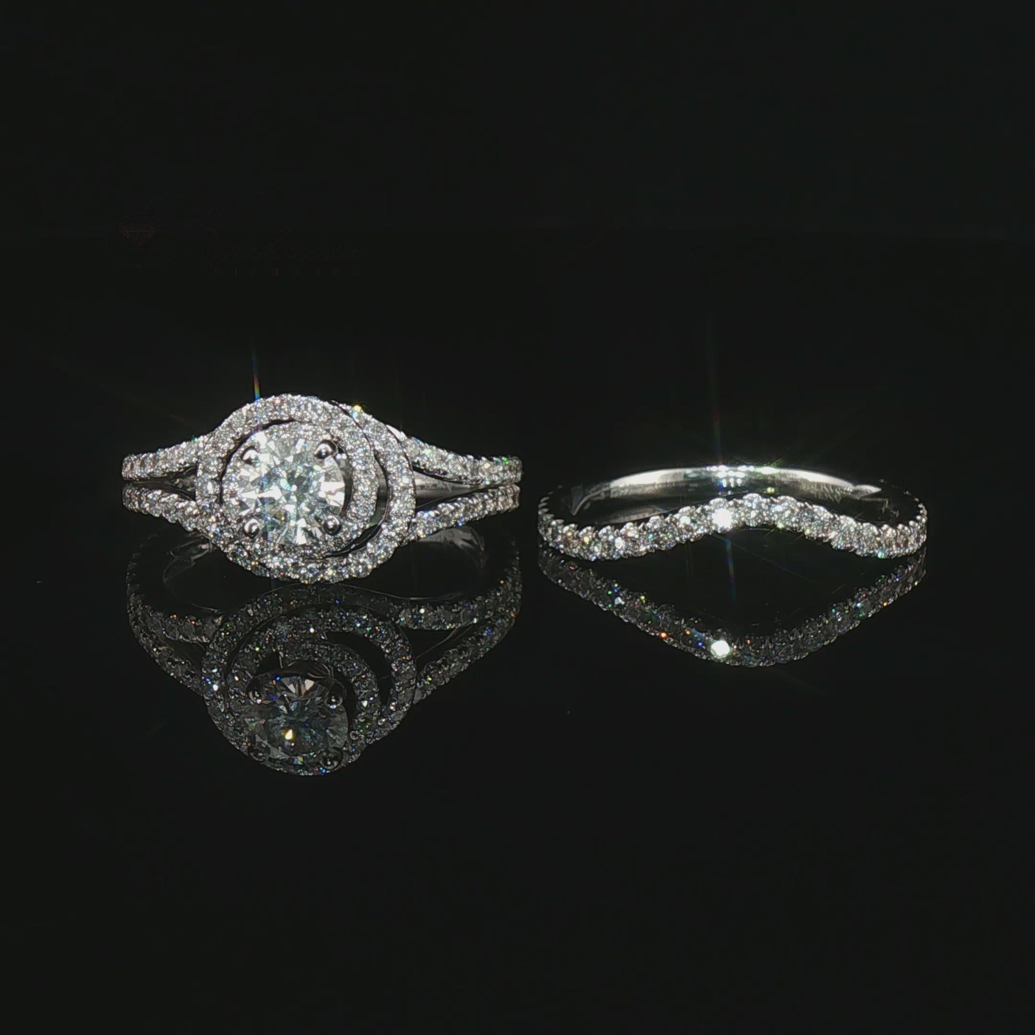 Видео на годежен пръстен от бяло злато 18К с GIA сертифициран диамант 1.75 ct модел K663 естествени диаманти с брилянтен блясък