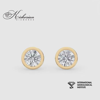 Обеци от жълто злато 14К с диаманти 1.56ct VVS IGI – лабораторно създадени, лукс на достъпна цена