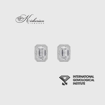 Обеци с лабораторни диаманти Emerald Cut 2,00 ct – SJPSE210195EM