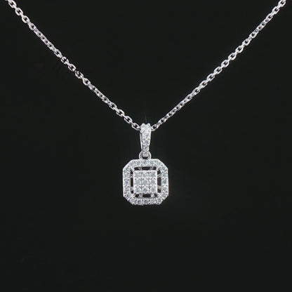 Луксозно колие с естествени диаманти 0.35 ct от бяло злато 14К – геометричен дизайн – PD8779