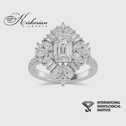 Годежен пръстен с лабораторно отгледан диамант 2.46 ct | Emerald | Бяло злато 14К | IGI | SJR60586