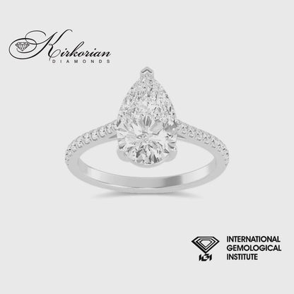 Годежен пръстен Pear 1.52 ct IGI F VS1 от бяло злато 14К – 1.68 ct общо SJR60502PEB