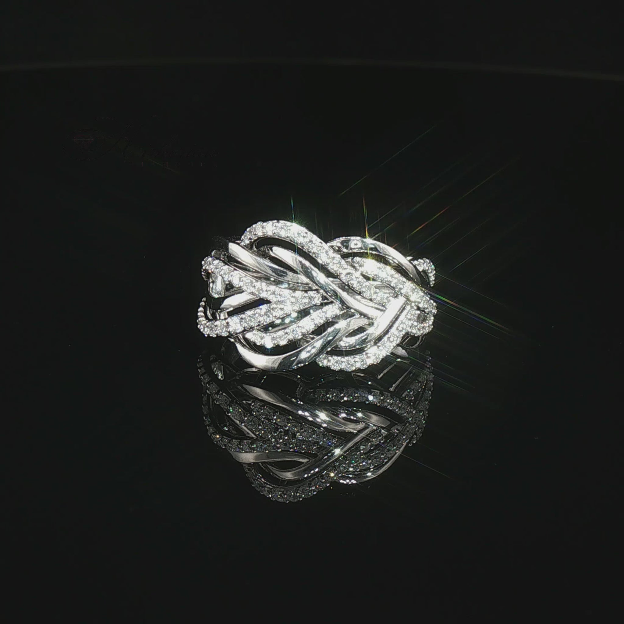 Видео на луксозен пръстен от бяло злато 14К с естествени диаманти 0.55 ct – дизайнерски модел LR4936 Kirkorian Diamonds