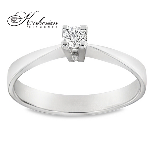 Годежен пръстен от бяло злато 14К с диамант 0.10 ct – код R1470