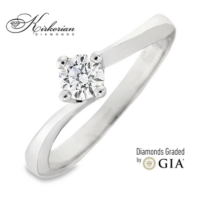 Годежен пръстен от бяло злато 14К с диамант 0.30 ct GIA сертификат – елегантен модел на ТОП ЦЕНА