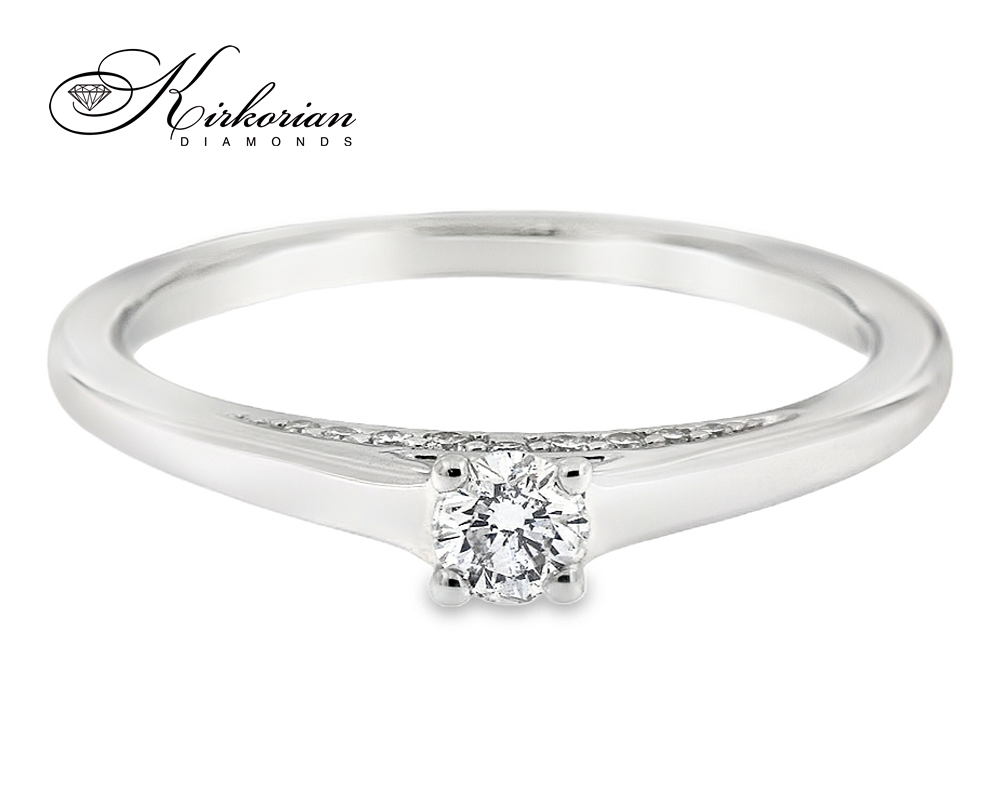 Годежен пръстен от бяло злато 14К с естествени диаманти 0.25 ct – цени от производител