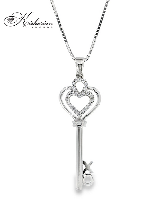 Колие ключ от бяло злато 18k с диаманти 0.10ct | Код: RN105