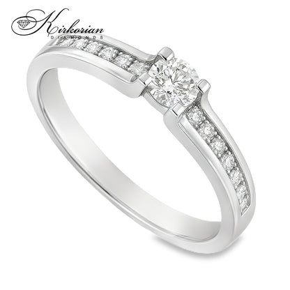 Годежен пръстен от бяло злато 14К с диаманти 0.20 ct KD сертификат код RN10 Перфектно съотношение цена-качество