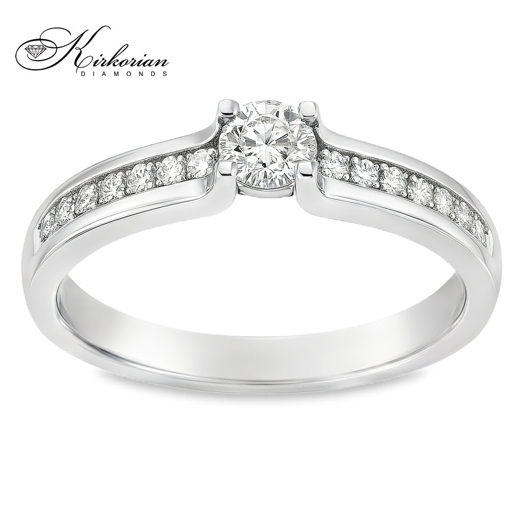 Годежен пръстен от бяло злато 14К с диаманти 0.20 ct KD сертификат код RN10 Перфектно съотношение цена-качество