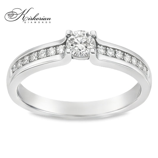 Годежен пръстен от бяло злато 14К с диаманти 0.20 ct KD сертификат код RN10 Перфектно съотношение цена-качество