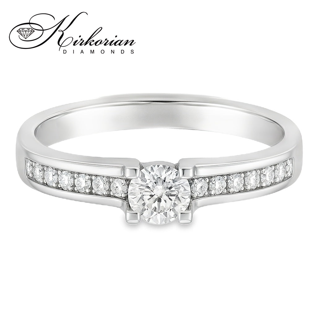 Годежен пръстен от бяло злато 14К с диаманти 0.20 ct KD сертификат код RN10 Перфектно съотношение цена-качество