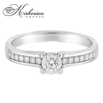 Годежен пръстен от бяло злато 14К с диаманти 0.20 ct KD сертификат код RN10 Перфектно съотношение цена-качество