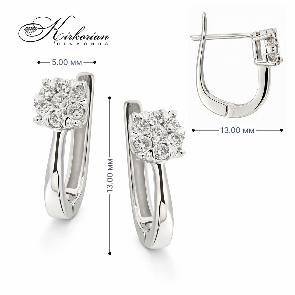 Обеци от бяло злато 14К с диаманти 0.22 ct G-H SI – елегантен модел RN115 с луксозна кутия и сертификат