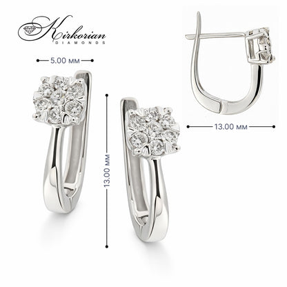 Обеци от бяло злато 14К с диаманти 0.22 ct G-H SI – елегантен модел RN115 с луксозна кутия и сертификат