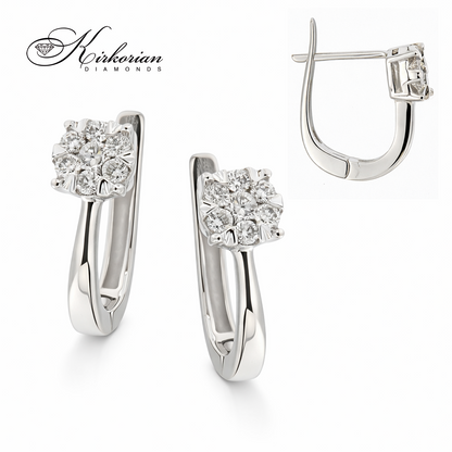 Обеци от бяло злато 14К с диаманти 0.22 ct G-H SI – елегантен модел RN115 с луксозна кутия и сертификат